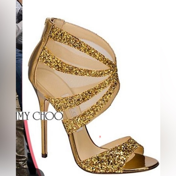 Jimmy Choo Leila Gold Heel Sandals - Picture 11 of 11